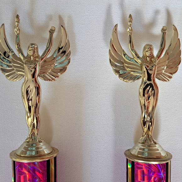Gold and Pink Angel Trophies Set Of 2 - Picture 2 of 5